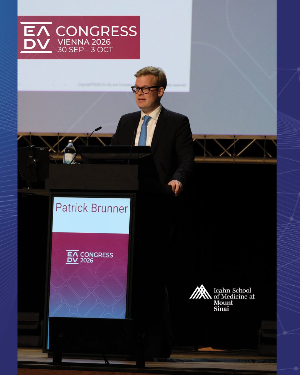 MSHSDerm's tweet photo. Dr. Patrick Brunner, presented 2nd of 5(!) of our late breakers @ EADV Congress 2026 #Vienna — “Lebrikizumab is Effective in Pts. w- Atopic Hand &amp; Foot Dermatitis: 16-Week Results from the Randomized, Double-Blind, Placebo-Controlled ADTouch Trial” @EmmaGuttman @IcahnMountSinai https://t.co/HEPA2pz0cD