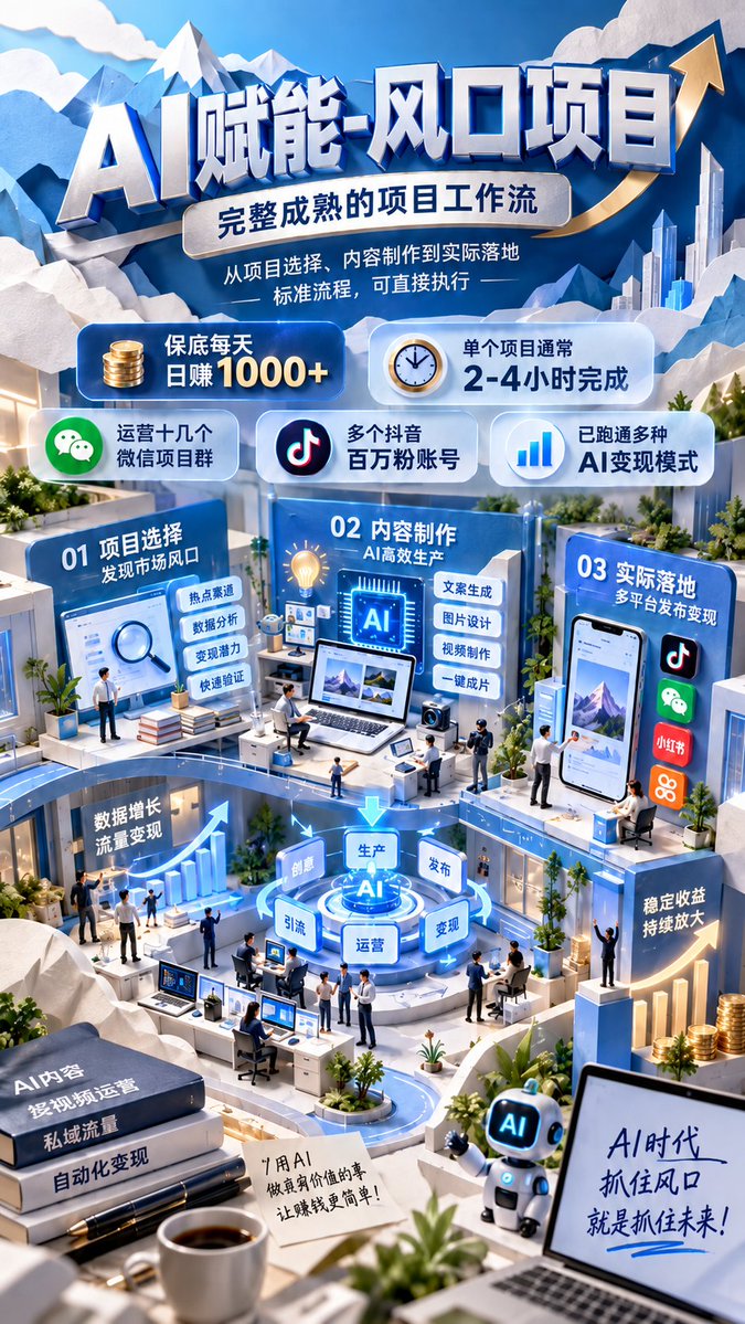 KarlaCarlo59379's tweet photo. 📊 副业想赚钱，创业想活下来，网赚想做久，靠的都不是一天爆多少，而是单位时间产出能不能持续变高。AI最可怕的地方，是把很多原本昂贵的重复工作压到极低成本。效率一旦改写，生意模型也会跟着改。 https://t.co/PvOGvgdjaM