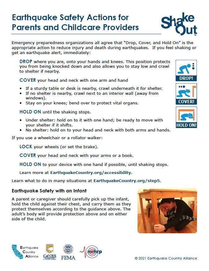 ECA's tweet photo. Best practices for protecting children in the case of an #earthquake can be found in our Earthquake Safety Actions for Parents and Childcare Providers guide, which is available in 18 languages at https://t.co/Coi2XyO18T. https://t.co/jGORPuVgjg