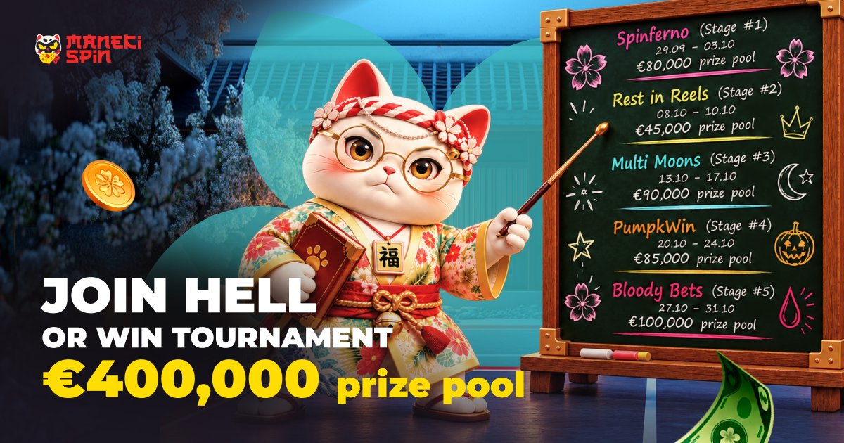 manekispin's tweet photo. Five weeks, five stages – each with its own prize pool and its own rules. Check out the Hell or Win promotion page so you don’t miss any updates.

🦘Jump in at any stage and compete against other players. But the earlier you join, the more you can potentially win. https://t.co/w7AN5hen74
