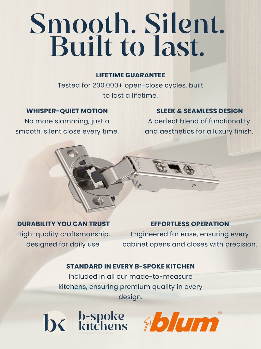 BSpokeKitchens's tweet photo. The detail you use every day.

Blum hinges and drawer systems come as standard in every B-Spoke kitchen, chosen for their precision, durability and smooth operation.

Small details. Considered from the start.

#BSpokeKitchens #BespokeKitchens #Blum https://t.co/uG4E8hUUvE