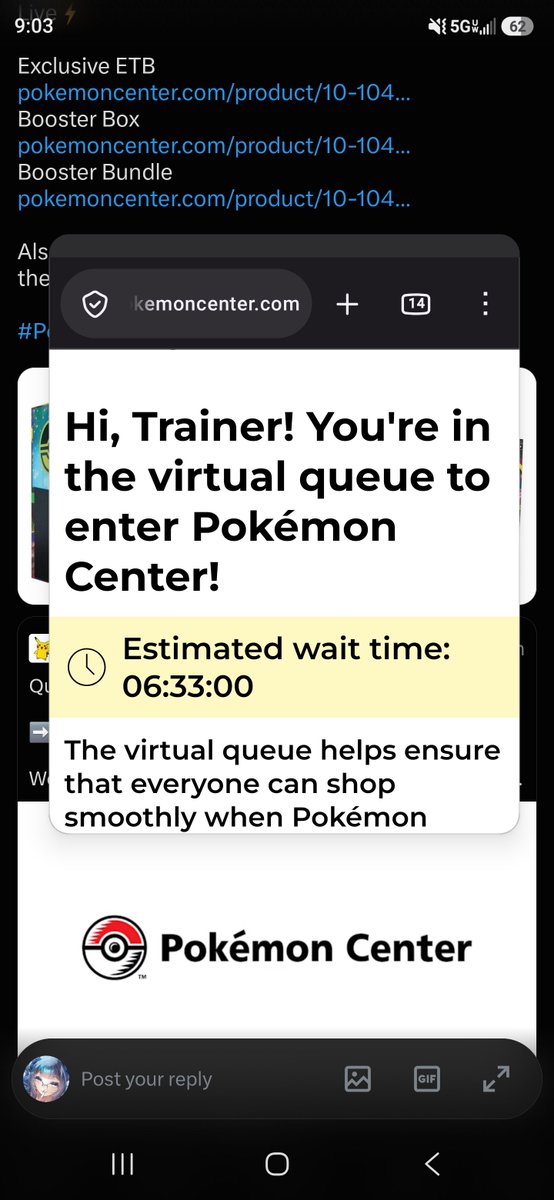 MikaMinatoVT's tweet photo. @PokemonDealsTCG I'm ready to go, thanks for the links! ... If I ever get there. 🫪 https://t.co/Wemb1P6ABM