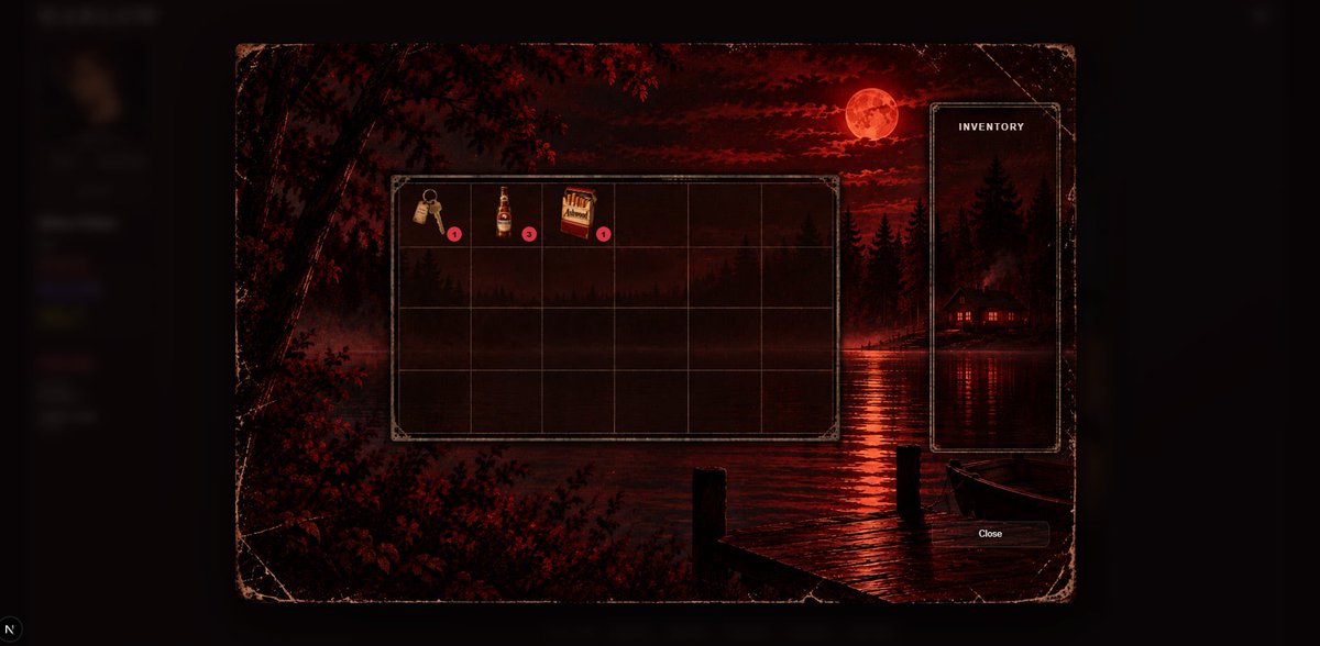 HarlowTheGame's tweet photo. A little look at what we’ve been working on. 👀

Harlow is slowly coming to life.

We’ve been working on exploration, locations, the inventory system, player stats, and plenty of the smaller details that make the town feel like a real place.

Everything you see here is still early development and subject to change, but we wanted to share a few screenshots of how Harlow: 1982 is shaping up.

And yes… you can visit the sanatorium.
Whether you should is another question. 🪓

Harlow: 1982
Currently in development. 📼🎃
#indiedev #game #horror #slasher #halloween #october #games #videogames #horrorgame #gamedev #developer #fyp