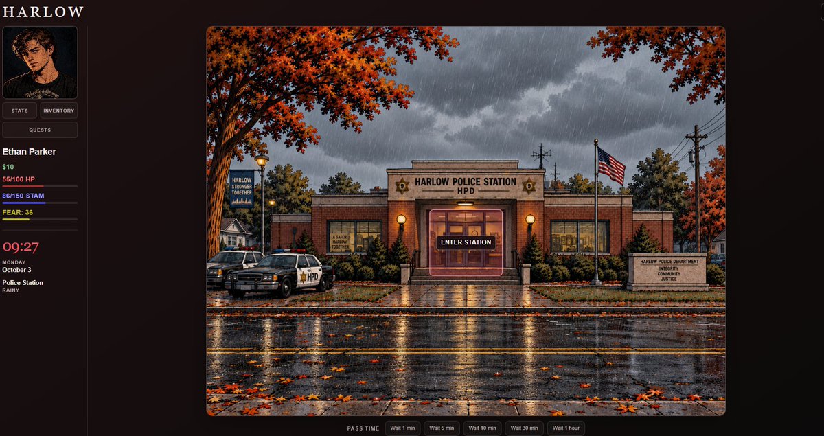 HarlowTheGame's tweet photo. A little look at what we’ve been working on. 👀

Harlow is slowly coming to life.

We’ve been working on exploration, locations, the inventory system, player stats, and plenty of the smaller details that make the town feel like a real place.

Everything you see here is still early development and subject to change, but we wanted to share a few screenshots of how Harlow: 1982 is shaping up.

And yes… you can visit the sanatorium.
Whether you should is another question. 🪓

Harlow: 1982
Currently in development. 📼🎃
#indiedev #game #horror #slasher #halloween #october #games #videogames #horrorgame #gamedev #developer #fyp