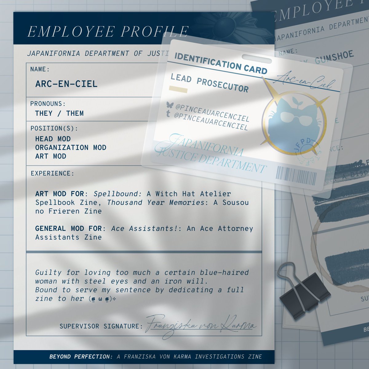 aaifranzine's tweet photo. 🔍 MOD SPOTLIGHTS

With our interviews in order, it's time to introduce the team partnering with our perfect prosecutor! Starting with our lead, doubling departments as organization and co-art moderation— Arc-en-Ciel takes the prosecutor's bench! 

🔍 pinceauarcenciel https://t.co/zBoYORYXOx