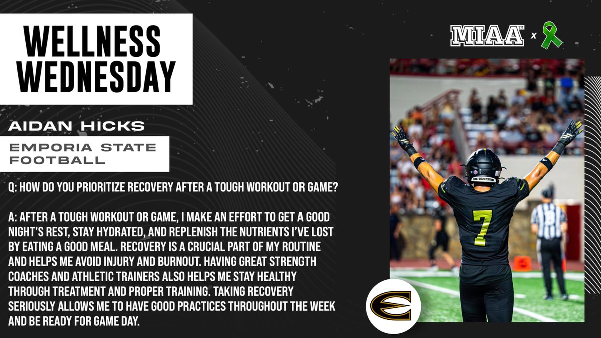 TheMIAA's tweet photo. 𝗪𝗲𝗹𝗹𝗻𝗲𝘀𝘀 𝗪𝗲𝗱𝗻𝗲𝘀𝗱𝗮𝘆 🧠

Up next is Aidan Hicks! He prioritizes recovery after a tough workout or game by getting a good night's rest, hydrating, and eating a good meal. 😴🥪 Read more below! ⤵️

#BringYourAGame https://t.co/Z5myAxyaV3