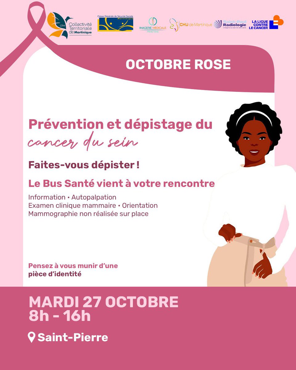 CTM_Martinique's tweet photo. 🌸 Octobre Rose ​

Prendre soin de ses seins, c’est aussi prendre soin de sa santé. En octobre, la prévention et le dépistage du cancer du sein s'invitent au plus près de chez vous. https://t.co/qYnDkIdMWx