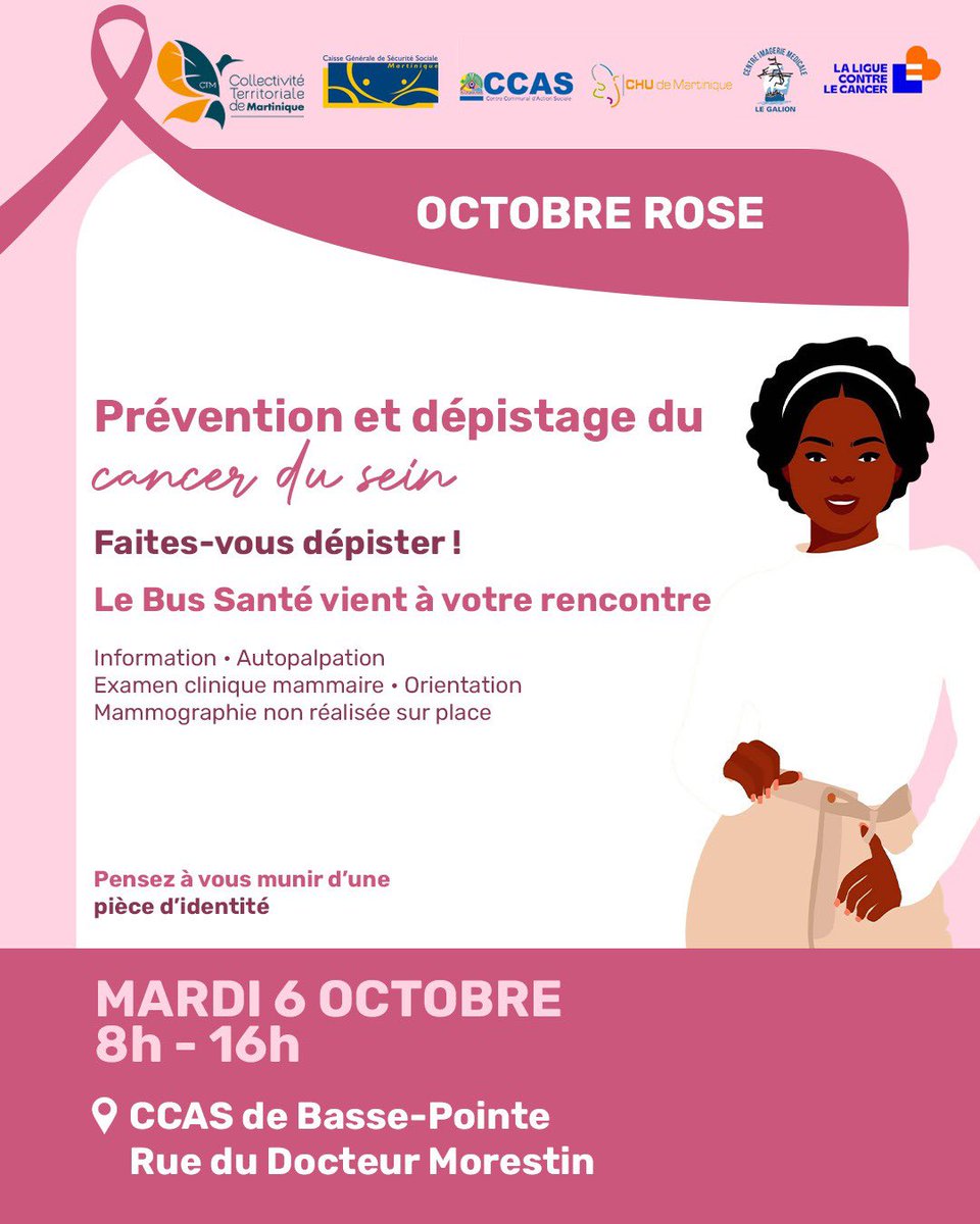 CTM_Martinique's tweet photo. 🌸 Octobre Rose ​

Prendre soin de ses seins, c’est aussi prendre soin de sa santé. En octobre, la prévention et le dépistage du cancer du sein s'invitent au plus près de chez vous. https://t.co/qYnDkIdMWx