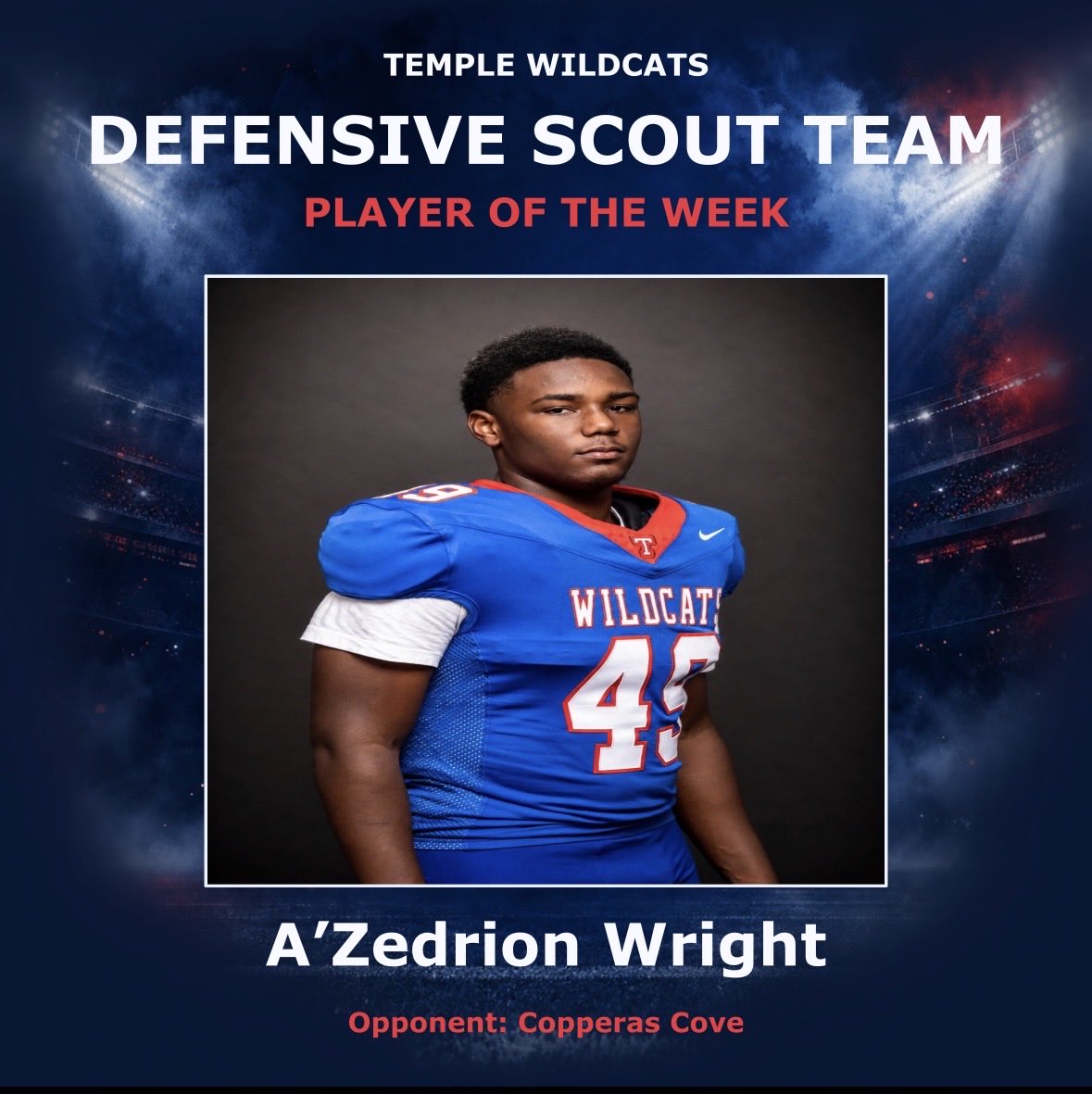 TempleFB254's tweet photo. Big shoutout to our Scout Team players of the week!!! #WTD #Commit https://t.co/132aYky37V