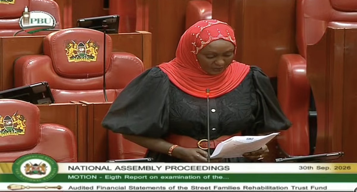 MzalendoWatch's tweet photo. Hon. @fullnetwork044 moves a motion on the adoption of the Eighth Report of the Special Funds Accounts Committee on its consideration of the Report of the Auditor-General on the Financial Statements for Street Families Rehabilitation Trust Fund for the Financial Years 2017/2018, 2018/2019, 2019/2020, 2020/2021 and 2021/2022. 
#BungeLiveNA.