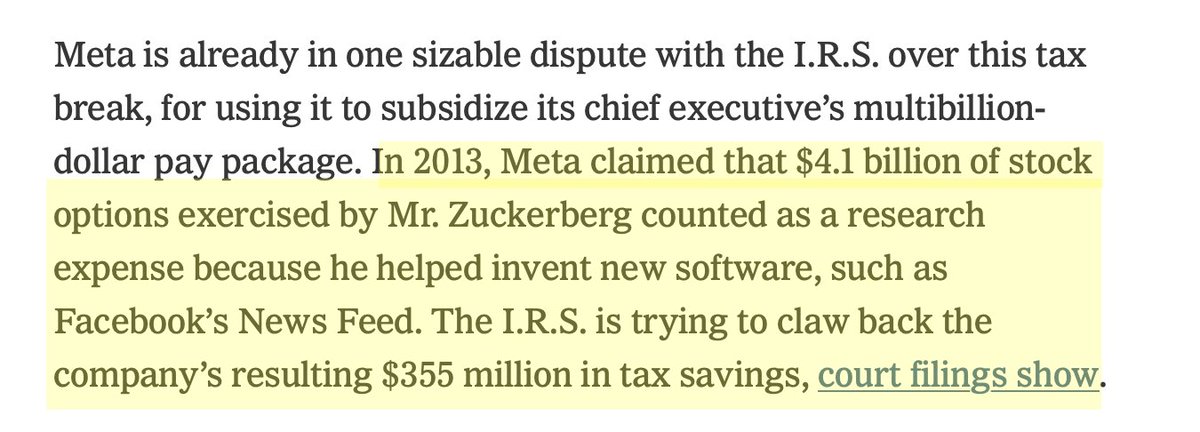 scarylawyerguy's tweet photo. The entire tax code needs to be overhauled if a guy like Zuckerberg can cash $4 billion in stock options and the company can write it off and avoid paying $355 million in taxes by calling him a "researcher" https://t.co/23pNUhaBJ6
