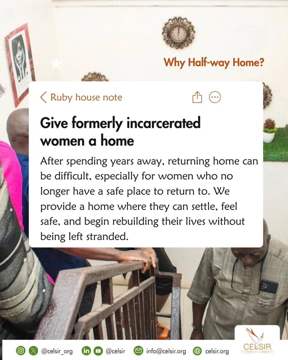 celsir_org's tweet photo. Halfway Home is not another prison.

For women coming home after incarceration, "starting over" often means starting with nothing, no safe place, no support, no soft landing. 

That's where Ruby House comes in. https://t.co/mlAS8VnCkv