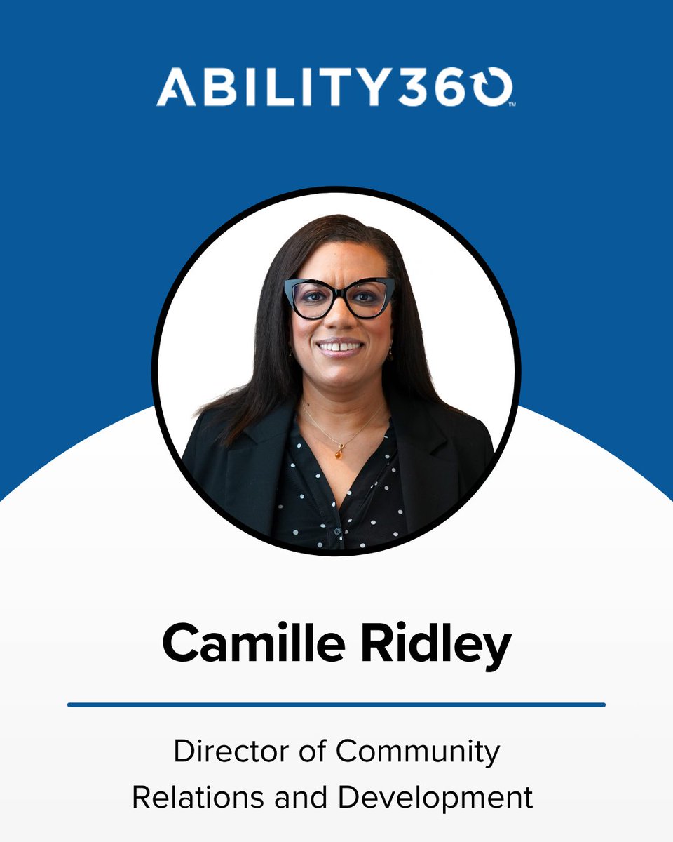 ability360's tweet photo. Join us in welcoming Camille Ridley as our new Director of Community Relations and Development!

🔗: https://t.co/7VvNiJsmZ6 https://t.co/6Ew8Q4Azvi