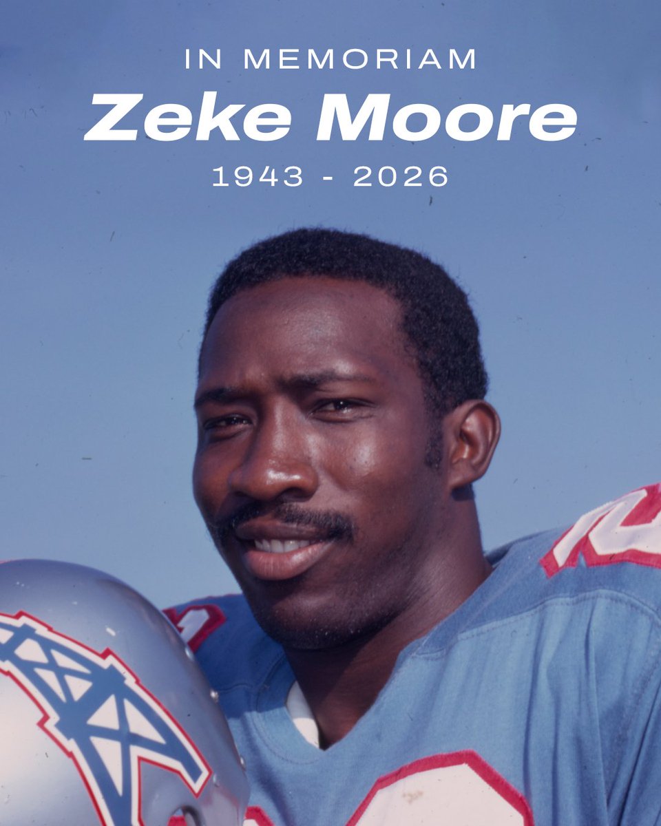 Titans's tweet photo. The Tennessee Titans mourn the loss of former Oiler (1967-1977), Zeke Moore

Our thoughts are with his family and loved ones 🩵 https://t.co/b0phSmsKnL