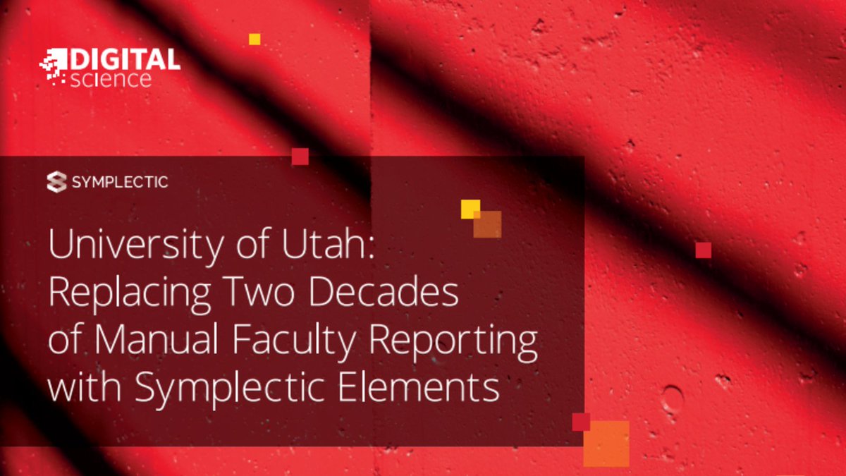 Symplectic's tweet photo. After two decades using a home-built faculty activity reporting system, the @UUtah selected Symplectic Elements.

See how The U is reducing manual entry, capturing diverse research outputs and using faculty data to support strategic decision-making.

🔗 https://t.co/F3CzJIHfg5 https://t.co/Q5JO7B1V6l