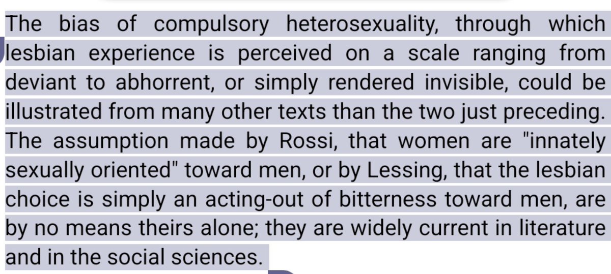 CobaltCherry's tweet photo. @Jayme_Speaking @MsKawaiiSammy You can look it up. Comphet is the social pressure/assumption that everyone should act straight. It applies to gays, lesbians, bi ppl, even ace &amp; aro people who might not feel attraction at all. Attached is a section of the text which coined the term' &amp; a link to it. https://t.co/s2lUQ20CxB