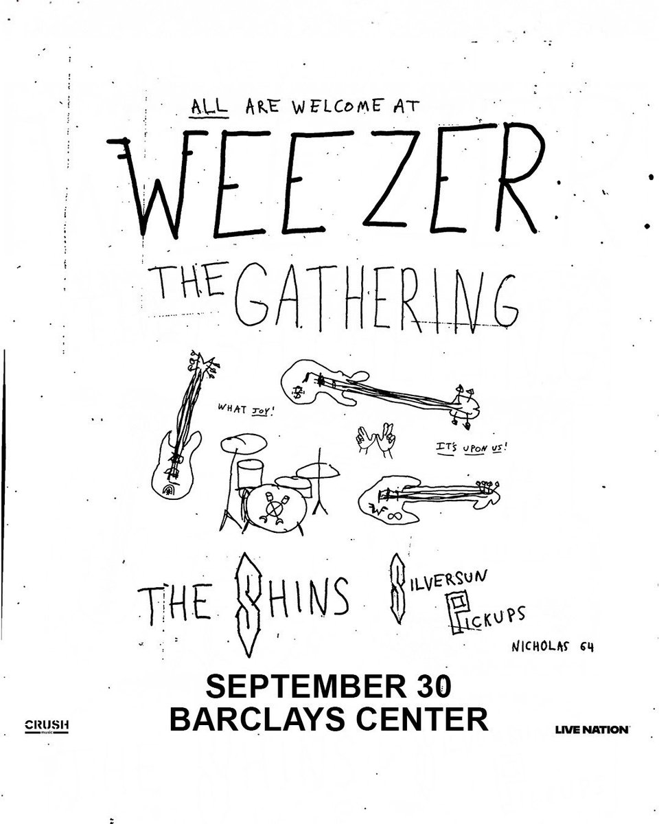barclayscenter's tweet photo. TONIGHT! WEEZER: THE GATHERING
Doors: 6PM

Reminder: Barclays Center is a smoke-free &amp; vape-free venue. Guests who violate this policy may have materials confiscated or be subject to ejection. Please review our prohibited items before arrival. https://t.co/6coS9CGHB6