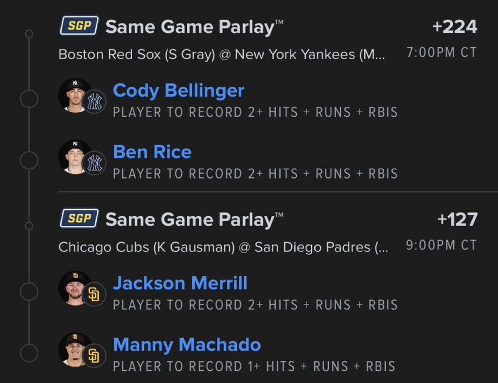 BetWithMaya_'s tweet photo. Focusing on the total production tonight 📈 Bellinger, Rice, Merrill, and Machado all primed to produce on the offensive end. Let’s lock this in and cash! ⚾️️💰 #Gambling𝕏 #MLB #Parlay https://t.co/O2qXVzPTg4