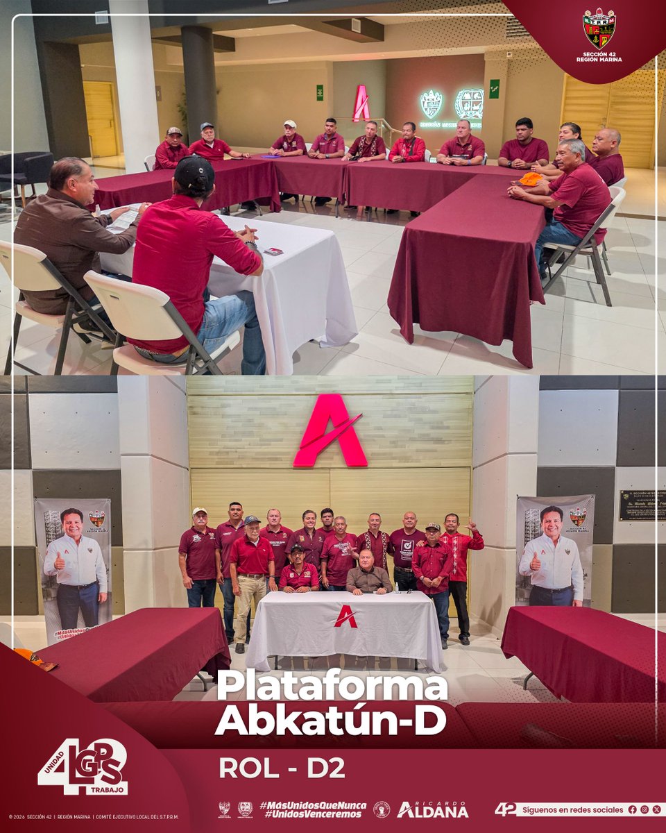 Seccion42_STPRM's tweet photo. Iniciamos este miércoles 30 de septiembre recibiendo a los compañeros de la plataforma Abkatún‑D, Rol D2, quienes sostuvieron una charla amena y participativa durante su visita. 

Nuestro líder Luis Gerardo Pérez Sánchez compartió con ellos los pormenores del quehacer sindical, fortaleciendo así la comunicación directa y transparente que distingue estas Mesas de Trabajo. 

Nuestro líder agradece sinceramente su presencia y el compromiso que demuestran en cada jornada en favor de la Sección 42.
#MesaDeTrabajo #SomosSTPRM #MasUnidosQueNunca #UnidosVenceremos
@lgps03101