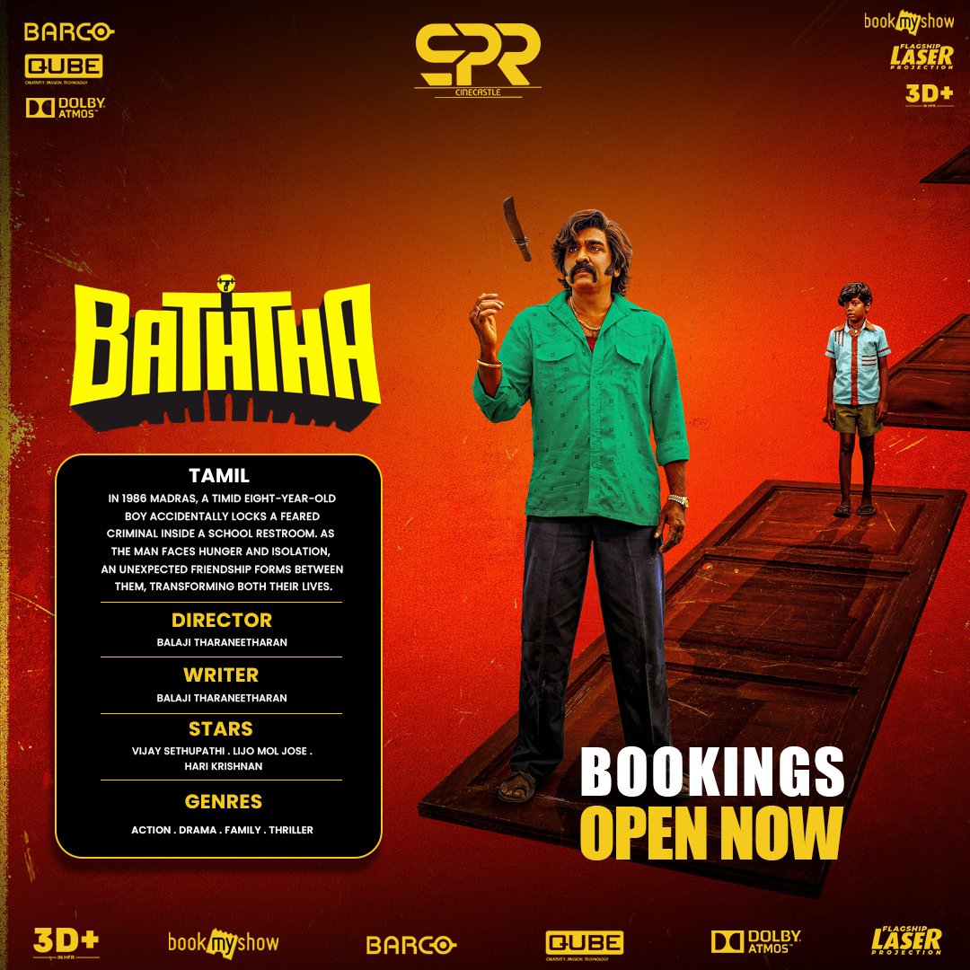 SPRcinecastle's tweet photo. 🔥🎬 *BATHTHA – BOOKINGS ARE OPEN NOW!* 🎬🔥
🎟️ *Book your seats NOW!*
🍿 Get ready for an unforgettable big-screen experience! 💥✨
📍 *SPR Cinecastle*
🎬 Watch it. Feel it. Live it! 🔥
#Baththa #BaththaMovie #BookingsOpen #BookYourSeats #SPRCinecastle #SPRCinecastle #NowShowing #MovieTime #CinemaVibes #BigScreenExperience #TamilCinema #MovieLover