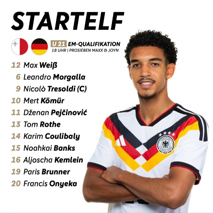 NTFootballHub's tweet photo. 🇩🇪🇺🇸 The international tug-of-war is finally over. ❌️
Augsburg CB Noahkai Banks is now permanently cap-tied to Germany after starting in the UEFA U21 European Championship qualifying match against Malta (Live).
#USMNT #DFBTeam https://t.co/EBZ1YpjsyW