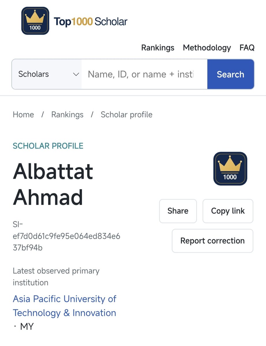 BattatDr's tweet photo. Glad to be listed in the Top 1000 Scholars Ranking 2026 by the Scholarly Index Platform. 
The ranking calculation considers scholarly performance from 2021 to 2025 only (does not reflect lifetime rankings). 
https://t.co/FOEhdztwSH https://t.co/iNANwOnzAE