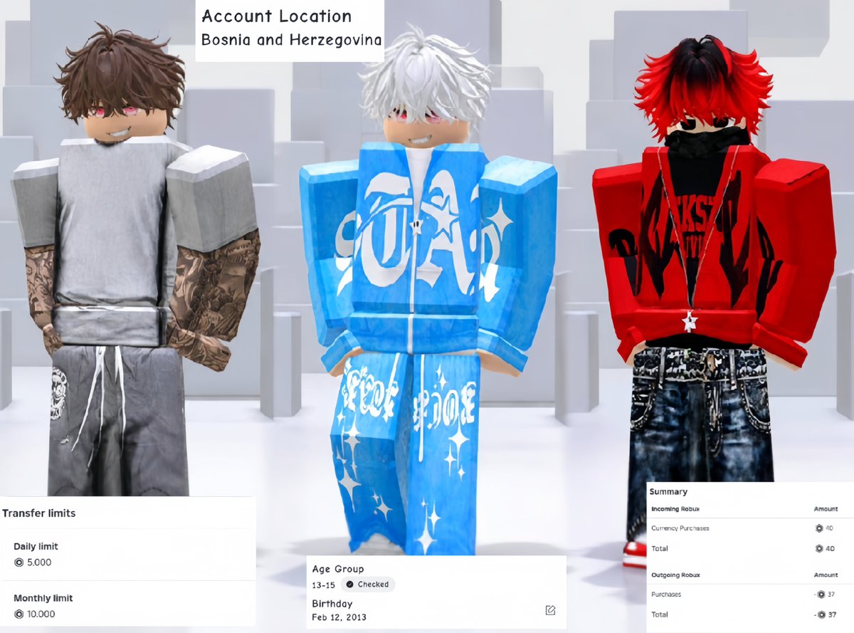 rovtta's tweet photo. wts acc roblox  ִ ࣪✮🕷

𒁍 limit 5kr/d, 10kr/m
𒁍 age 13-15, (can reset)
𒁍 hold dari tanggal 29 sep
𒁍 datver emailku, bisa ce
𒁍 region bosnia
𒁍 inven lumayan
𒁍 price :: 25.000

#zonauang wts wtb account roblox 🕷 https://t.co/y6DSvnPJxe