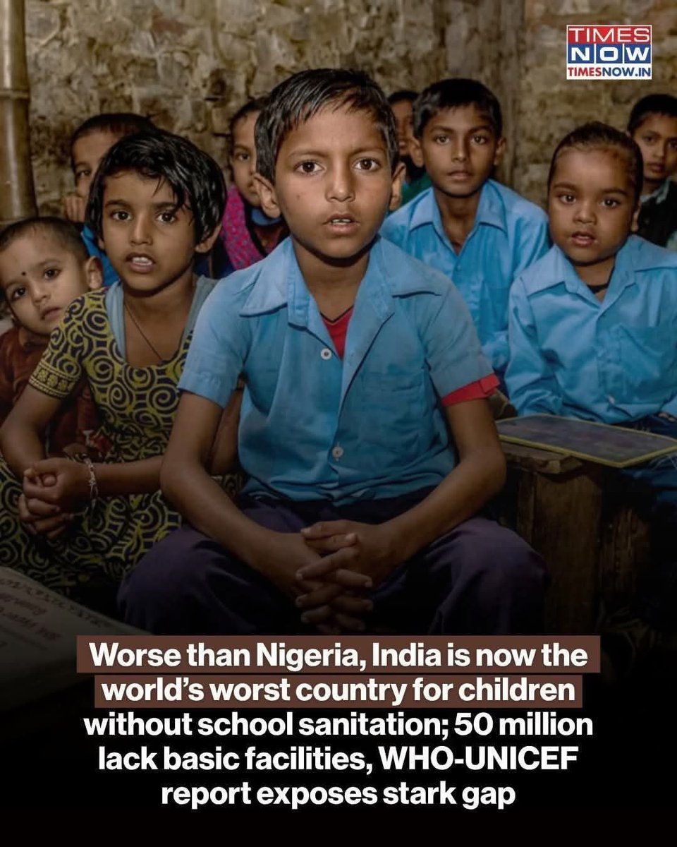 GuptaPragnya's tweet photo. This is going from bad to worse.

When 50 million Indian schoolchildren lack sanitation services, we have a governance failure that cannot be brushed aside with slogans and statistics. 

And for girls, the consequences are even more serious: safe, functional sanitation is directly linked to dignity, attendance and their ability to remain in school. 

Women and children cannot be reduced to photo-ops and election rhetoric. Their safety, dignity, health and education must be a governing priority.

A government that cannot guarantee the basics to its children is failing at the very foundation of governance.

It aches to watch the children of India lurk in abject poverty with a dark and gloomy future whilst PM Modi goes around harping about becoming some 3-4-5th largest economy and some bogus vishwaguru 🤬

#WomenAndChildren #Education #Sanitation #Accountability #BJP
