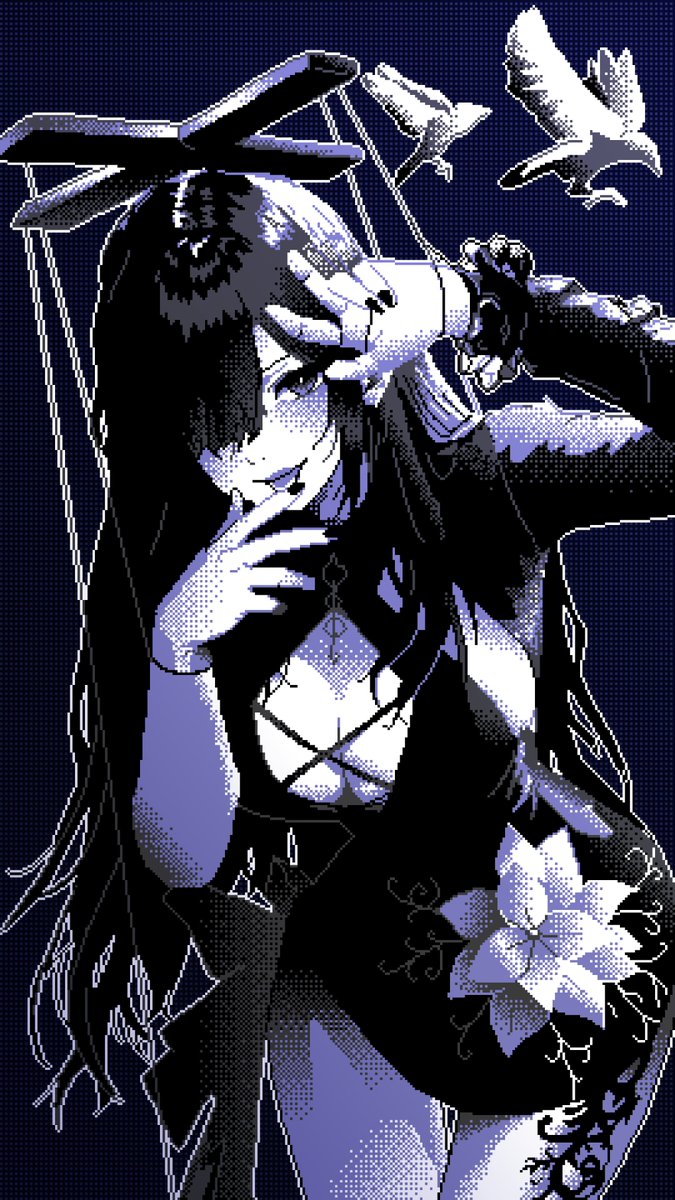 Huicanpx's tweet photo. “Careful… she already knows you’re watching.” 🕊️
Pixel art commission for @he4rt2rin  
#pixelartㅤ https://t.co/0Y1TLopcnA