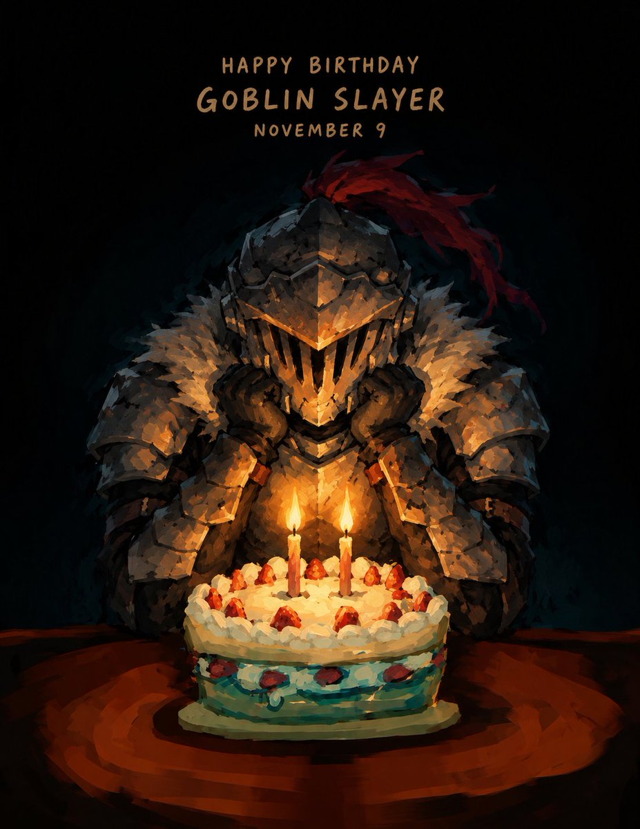 Richard99118106's tweet photo. HAPPY BIRTHDAY, GOBLIN SLAYER NOVEMBER 9 — SCHICKSALSTAG DAY OF FATE
#Goblinslayer #9november #birthday https://t.co/fyv3yMLOAq