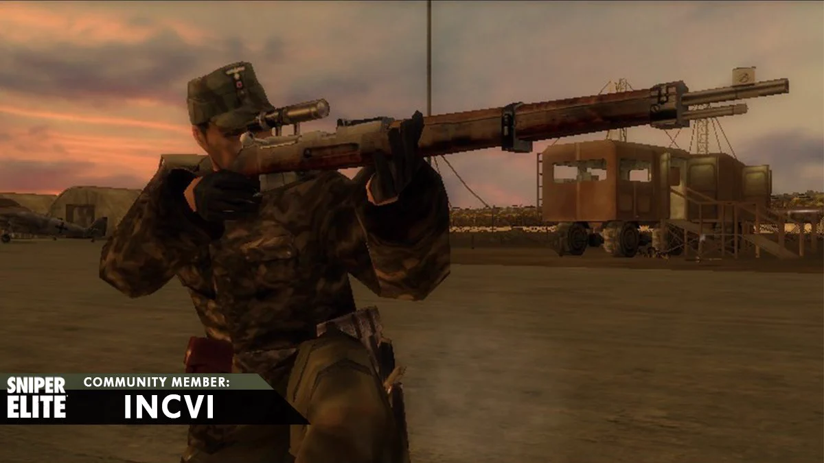 A screenshot from sniper elite 1, a soldier holds a sniper rifle