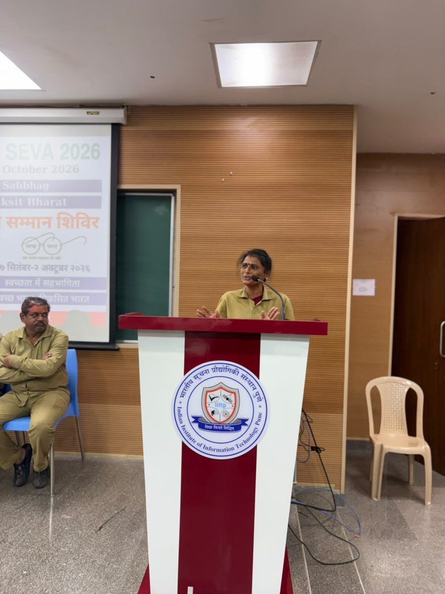 IIIT_Pune's tweet photo. #SafaiMitra Suraksha Evam Samman Shivir | #SwachhataHiSeva 2026

Swachchata #Doots, #students, &amp; #staff came together to learn, listen &amp; commit to 4-Way Waste Segregation — for a cleaner campus and safer, more dignified work for our SafaiMitras.

#SDG3 #SDG6 #SDG11 #SDG12 #SDG13 https://t.co/M2euNiopy6