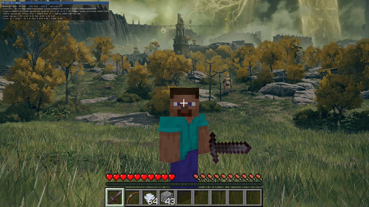 K0COM1's tweet photo. Tree sentinel is not ready for minecraft steve https://t.co/5kP3MppcE5