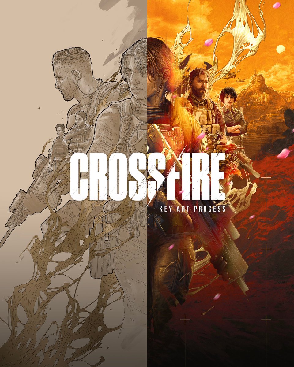 jakekontou's tweet photo. Production process for my Key Visual Art of CROSSFIRE by @ThatsNoMoonEnt

All painted by hand on a Wacom Cintiq in Adobe Photoshop. 

(1/4) https://t.co/4M4nBrCdLv