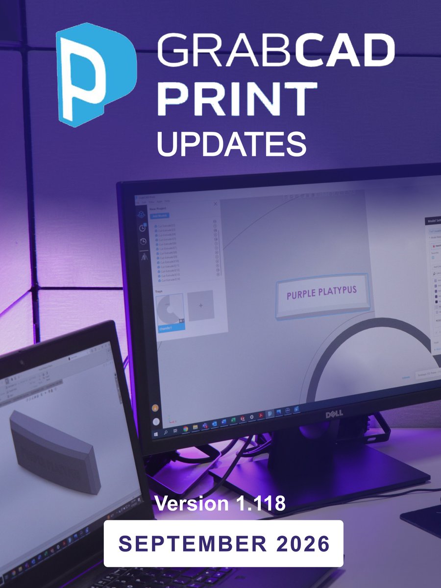 PrintPrototypes's tweet photo. What's new in GrabCAD Print? 

Check out the latest updates with Version 1.118:
🔹 Additive App Suite is now available (Print)
🔹 New in-app tips and built-in sample fixture designs (fixturemate)

See all updates: https://t.co/igsieod0eX https://t.co/l2HPXrxBEF