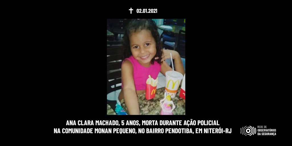 Monicasfrancisc's tweet photo. Ana Clara tinha 5 anos. Estava na porta de casa, em Niterói, quando foi atingida por um disparo de fuzil. Cinco anos depois, a família ainda espera pelo julgamento. https://t.co/kslwoiY4Ah