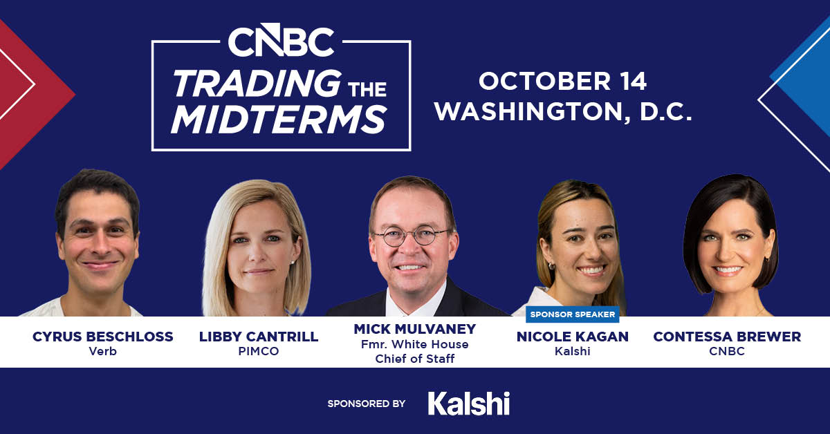cnbcevents's tweet photo. 2 WEEKS until the #TradingTheMidterms forum in D.C.!

Join us as we examine why political risk remains one of the market’s biggest blind spots—and how tools like prediction markets are changing the way investors interpret uncertainty.

REQUEST YOUR INVITE: https://t.co/tQMmRTiaYa https://t.co/M8kUNNxrpH