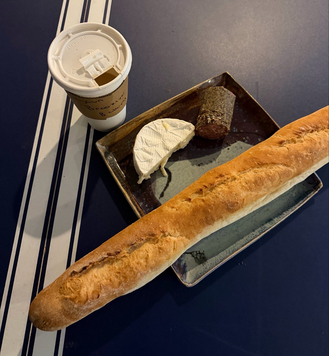 scopgieb's tweet photo. Every day that I work from home, I get something I call a “Rich Fat Guy Lunch” which consists of a fresh baguette from the local French bakery, half a peppered salame, and half a wheel of Brie

It’s 1500 calories and I feel like shit from the hours of 1 to 3 PM https://t.co/spjrk821jd