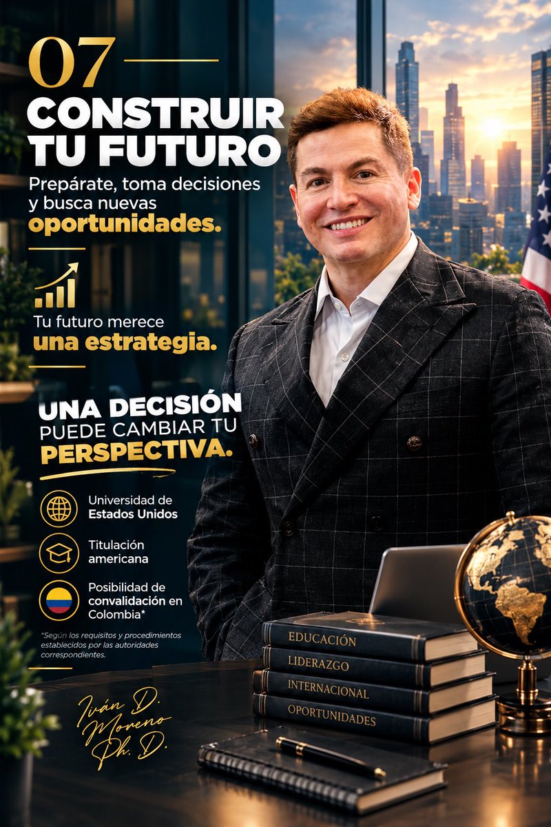 profeivanmoreno's tweet photo. Tu futuro no se delega.
Hay cosas que pueden acompañarte, pero nadie puede aprender, decidir, desarrollar disciplina o construir por ti.
🎓 Una formación puede ser parte de esa construcción.
Conoce una alternativa universitaria en Estados Unidos, con titulación americana. https://t.co/O9Rz38vZuA