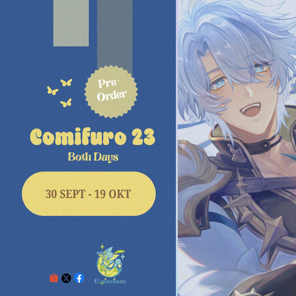gaiarium's tweet photo. [🔁 &amp; ❤️ appreciated]

#CF23 PO pick up only + Giveaway (🇮🇩 only)! 

🎁GA for 2 winner 100K IDR worth 🎉
Rules: ❤️ + RT + tag 1 friend~

📆 30 Sep - 19 Okt 2026
Circle: Rumah Bersalin Omega (both days) Y02-03
Fandom: Genshin, HSR

#Comifuro23 https://t.co/rInBFjwRhf