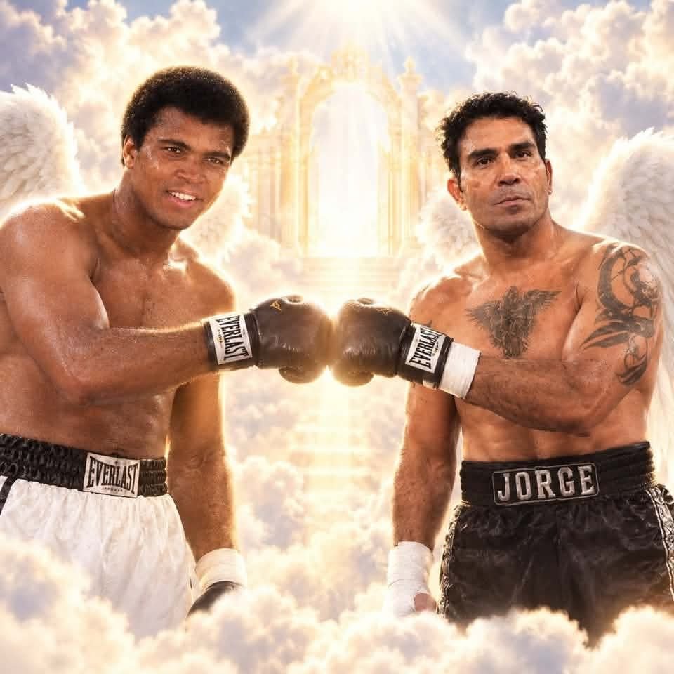 Robnilo's tweet photo. Se juntaron las leyendas del boxeo en el ring celestial 🙌🥊 https://t.co/RZ7vQKM7bE
