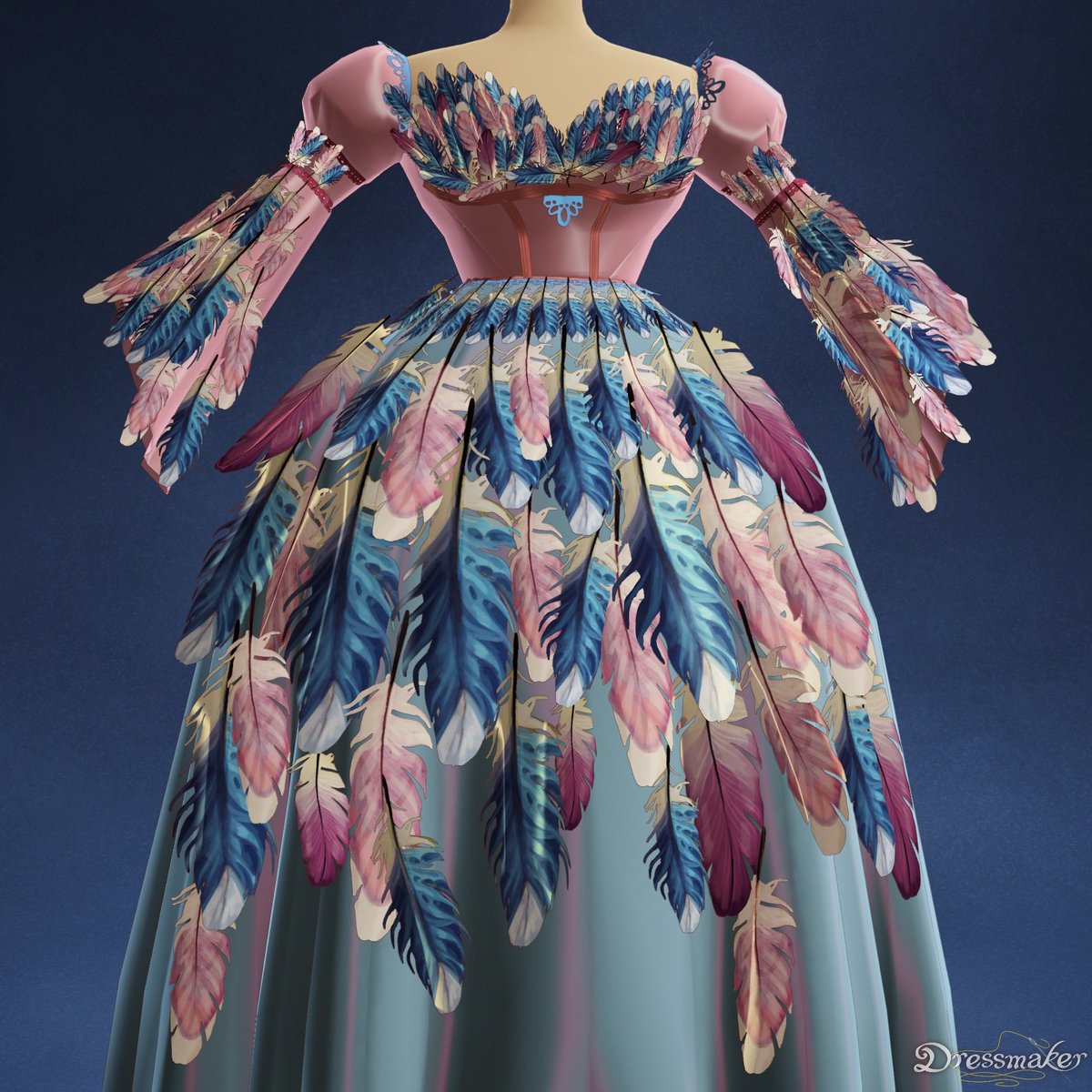 Meowmedresmaker's tweet photo. I legit had a mental breakdown while making this😩 does anyone else have a hard time with the feathers? 🪶 🦩🩰🦢🌷 #dressmaker https://t.co/GrZqpk5NR6