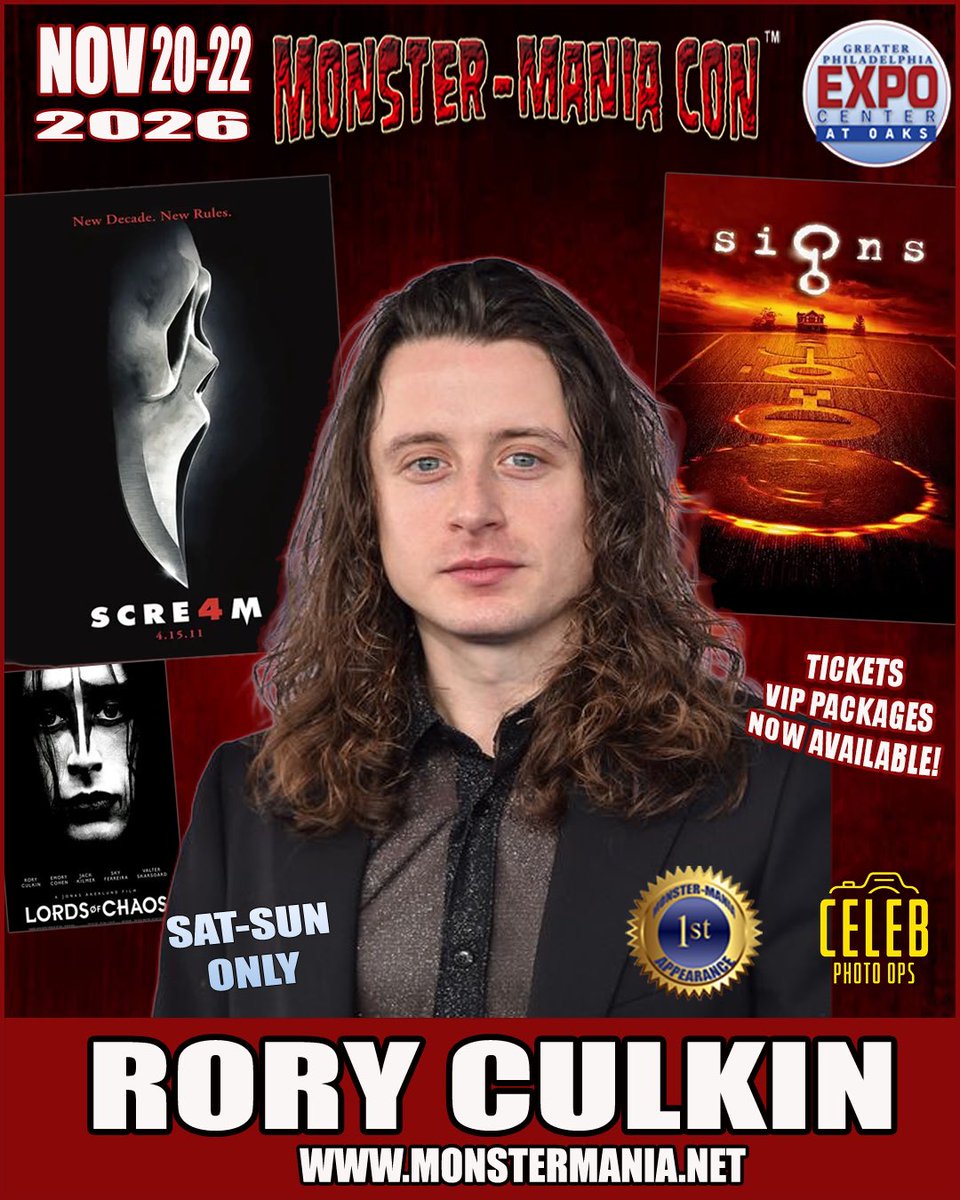 MonsterManiaCon's tweet photo. Now here's a guest you can Scream 4!
RORY CULKIN joins us Nov 20-22 @PhillyExpoOaks 
Tickets &amp; info https://t.co/dGlUMChYWT
#scream #scream4 #ghostface #monstermaniacon #horror #cosplay #signs #thingstodoinphilly https://t.co/bfHftrTHQ1