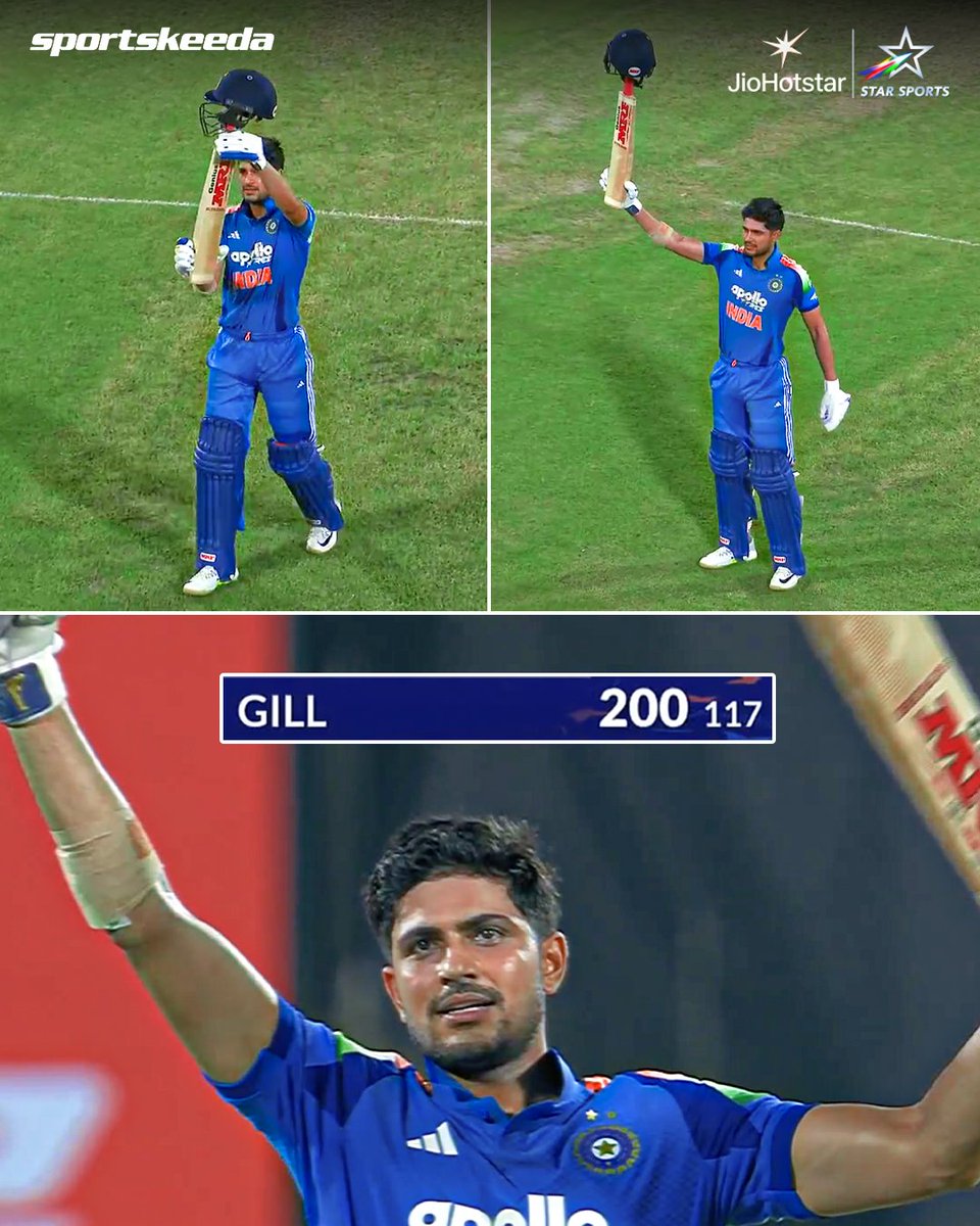 Sportskeeda's tweet photo. TAKE A BOW, CAPTAIN GILL! 🫡

The fastest double ton in ODIs while chasing a 400+ target! 🇮🇳🤝

The entire Indian dressing room and the crowd are on their feet to applaud his incredible knock! 🌟

#INDvWI #ODIs #ShubmanGill #Sportskeeda https://t.co/o42BMpo3um