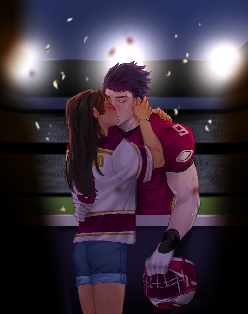 lishenverse's tweet photo. “come get your winner’s kiss, captain.” ❤️🐺 #zeevalko 

a college romcom valkomc au with rugby player valko <3 commissioned art by moussedoodles on tiktok!
—
#BringBackValko #ValkoIsLoved #全世界都爱敖尹 https://t.co/yVOdy3vLwx