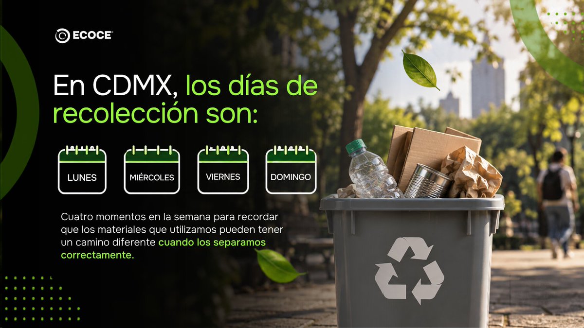 ecoceac's tweet photo. La clave está en hacerlo parte de nuestra rutina, no en esperar a que se acumule todo.

🌎 ¿Qué día de la semana ya tienes asociado con entregar tus reciclables?

#Ecoce #DíasDeReciclables #CDMX https://t.co/AphVbq53Y7