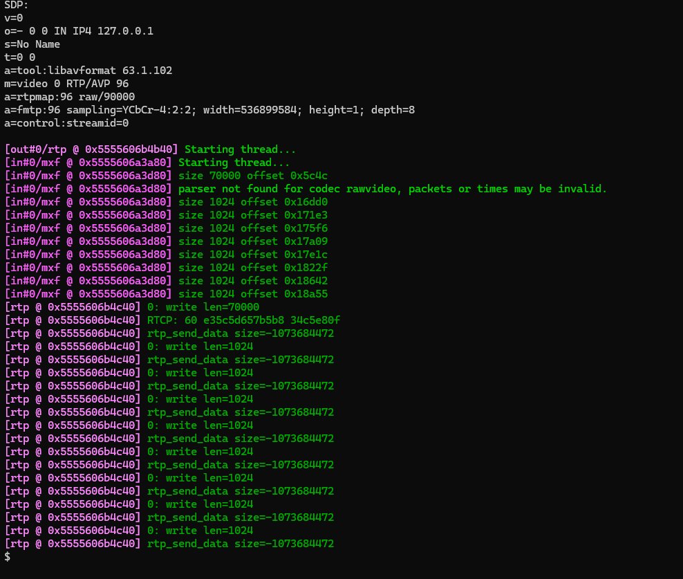 Exocija's tweet photo. I found a heap buffer overflow in FFmpeg's RFC 4175 Packetizer

A single crafted MXF file makes the packetizer overrun its RTP buffer and corrupt heap memory. 

It works on FFmpeg's latest version

With the right heap layout it yields code execution https://t.co/SpySRPDAFd