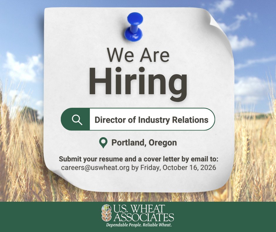 uswheatassoc's tweet photo. 📢 Join the @uswheatassoc team in Portland, OR. 

🔍 We are searching for a 𝐃𝐢𝐫𝐞𝐜𝐭𝐨𝐫 𝐨𝐟 𝐈𝐧𝐝𝐮𝐬𝐭𝐫𝐲 𝐑𝐞𝐥𝐚𝐭𝐢𝐨𝐧𝐬 to focus on enhancing our relationships with key stakeholders. 

View the full details of the role at ⬇️
https://t.co/yuBnQBp4MS

#uswheat https://t.co/Y3Yyqttnro