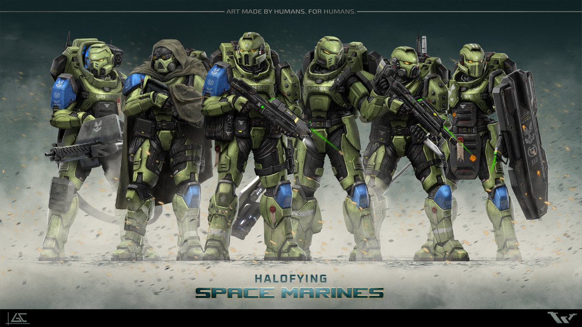 GC_Conceptart's tweet photo. And here we are, Folks!

HALOFYING SPACE MARINES

What if the Space Marines were in Halo?

Epic collaboration with @WernissageYT . It's always an honor working with you, man!

We dive into the project in Wernissage's video 👇

https://t.co/h7w3K93nQD

#Halo #Warhammer40k #NoAI https://t.co/rEvJoh1P5R