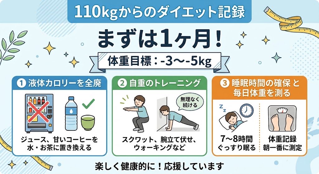 ECS_Dancho's tweet photo. 今日から本気でダイエット始めます！ 110kgからの挑戦🔥
まずは1ヶ月でマイナス3kg〜5kgを目指します✊
「液体カロリー全廃」
「自重トレーニング」
「睡眠＆体重記録」
この3つのルールを守って、楽しく健康的に続けていきます。
見守っててください！
#ダイエット垢
#ダイエット仲間募集 
#110kgからのダイエット